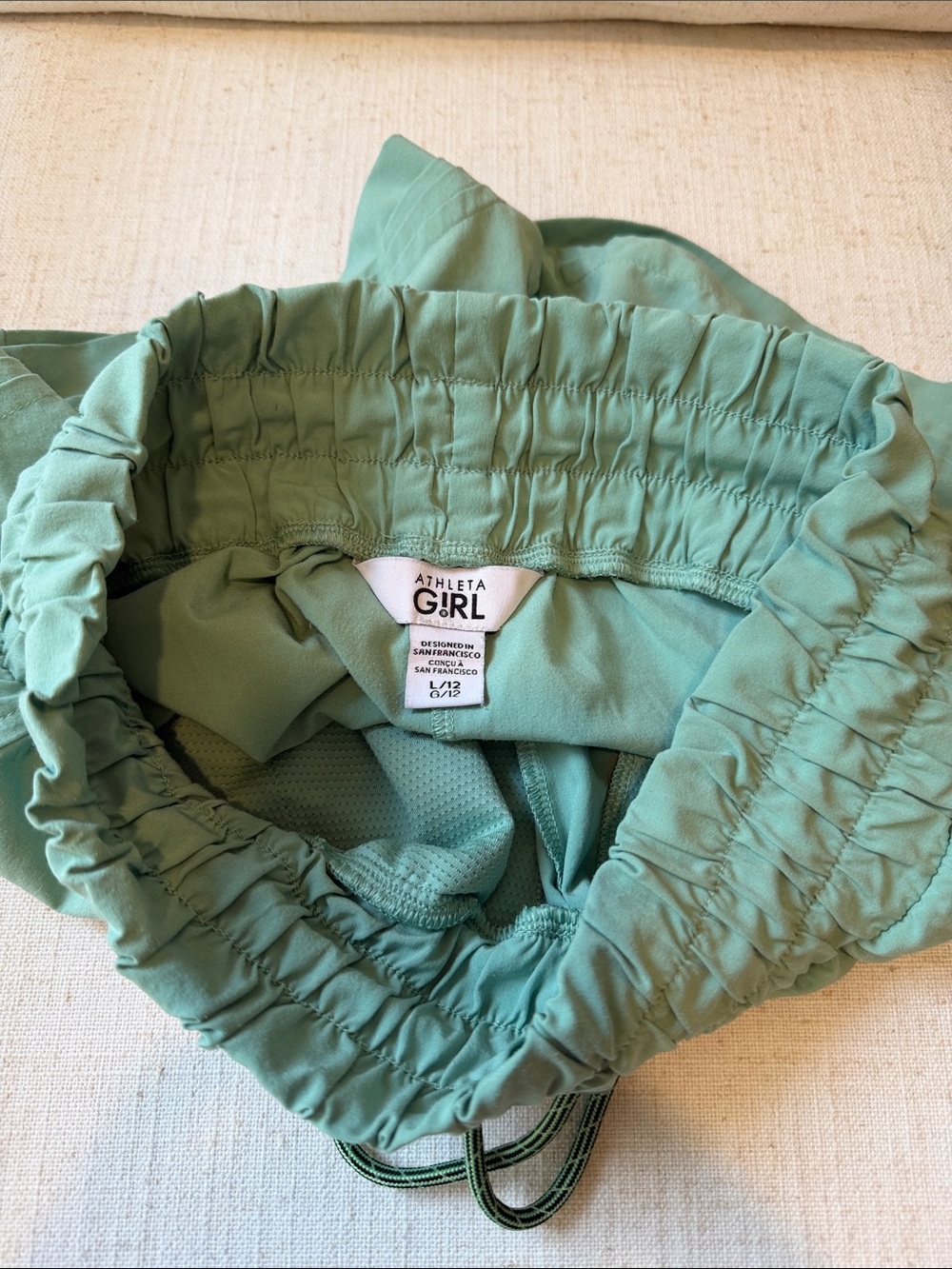 Athleta Mint Green Drawstring Waist Athletic Shorts - Picture 3 of 3